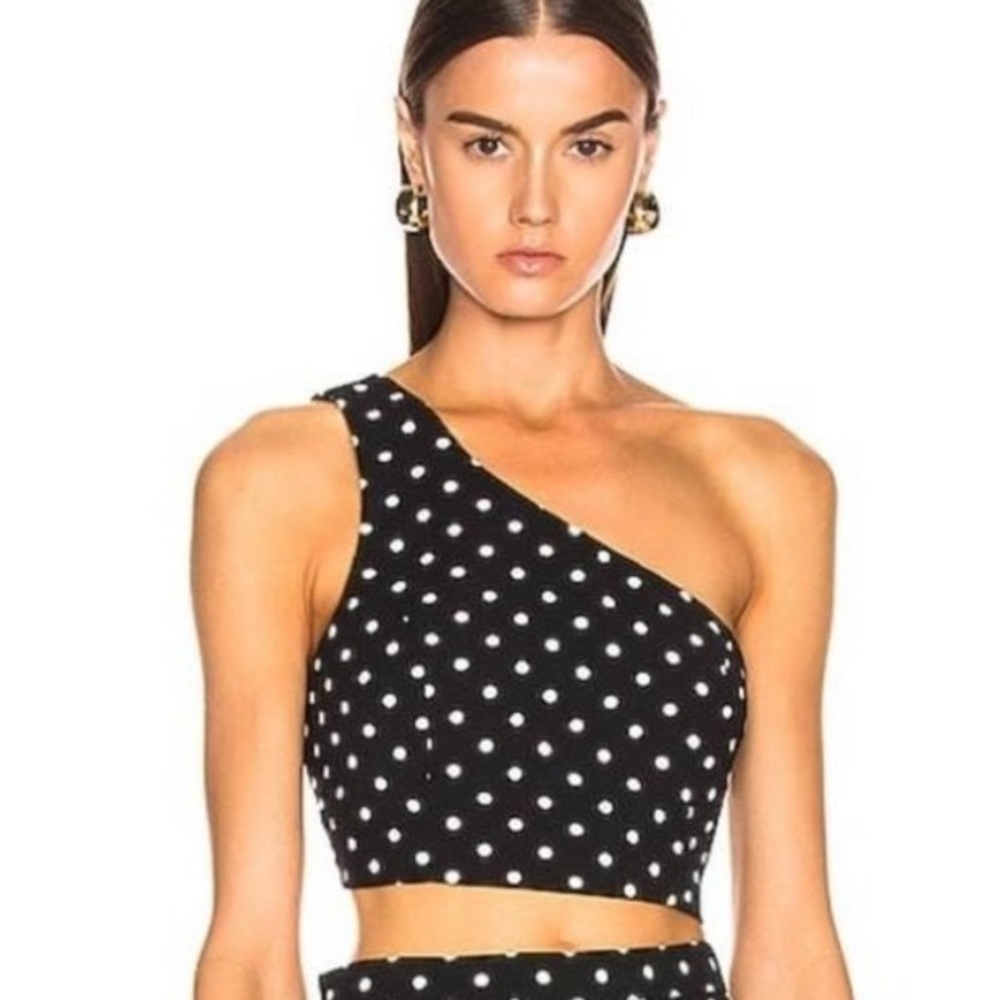 NWT Cinq A Sept Dotted Maayan Polka Dot One Shoulder Top SM